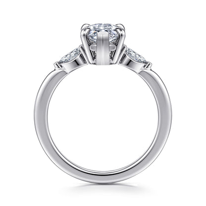 14K White Gold Marquise Shape Three Stone Diamond Engagement Ring — Gabriel & Co. ER16198M6W43JJ; center stone shown for illustration, not included