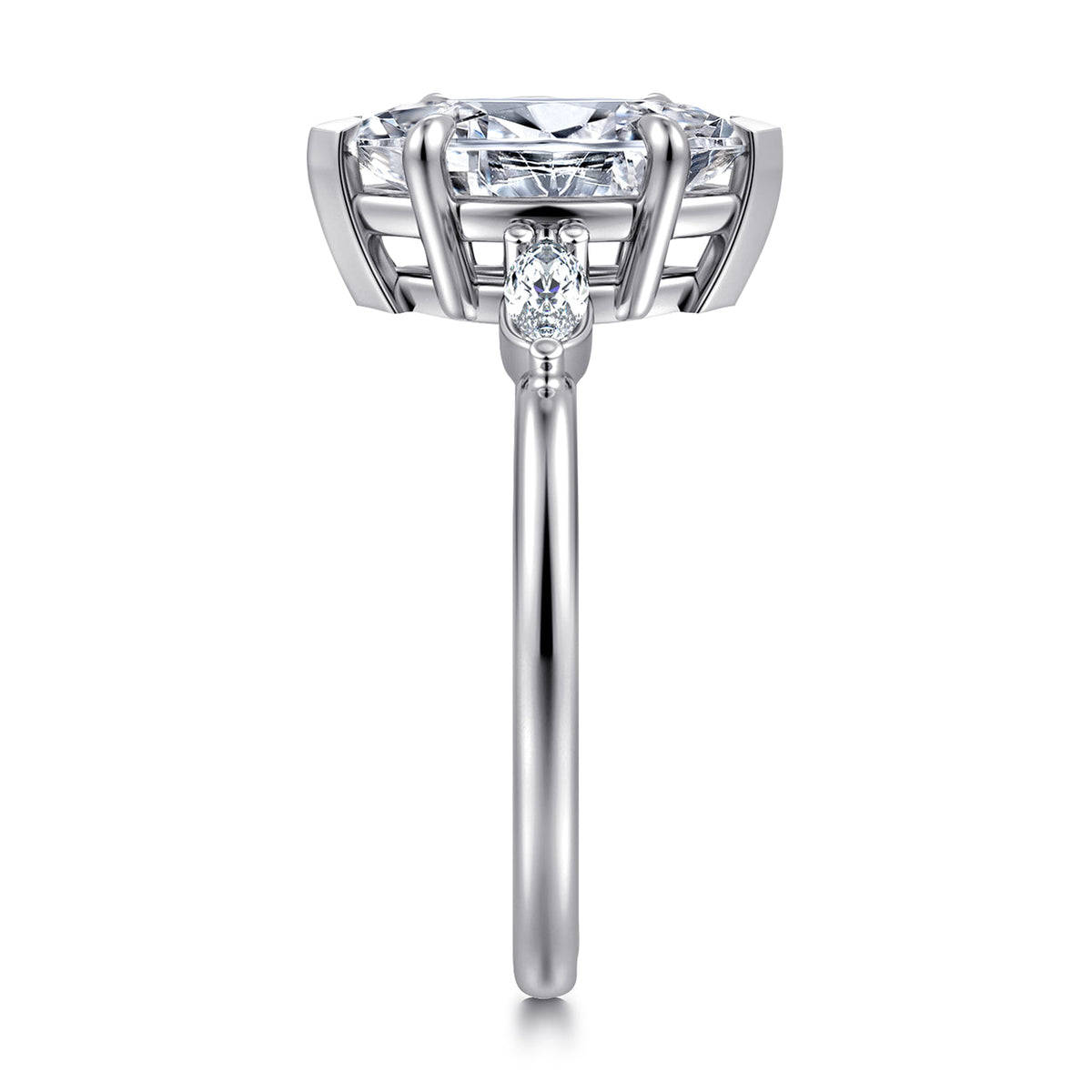 14K White Gold Marquise Shape Three Stone Diamond Engagement Ring — Gabriel & Co. ER16198M6W43JJ; center stone shown for illustration, not included