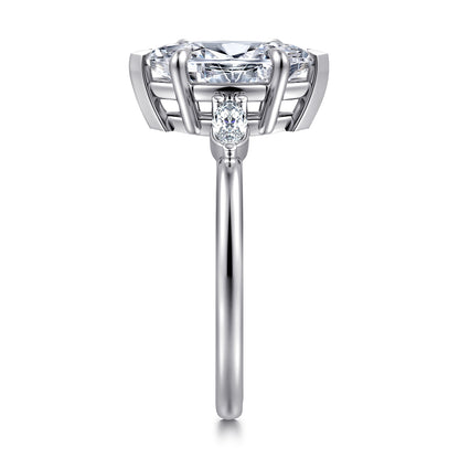14K White Gold Marquise Shape Three Stone Diamond Engagement Ring — Gabriel & Co. ER16198M6W43JJ; center stone shown for illustration, not included