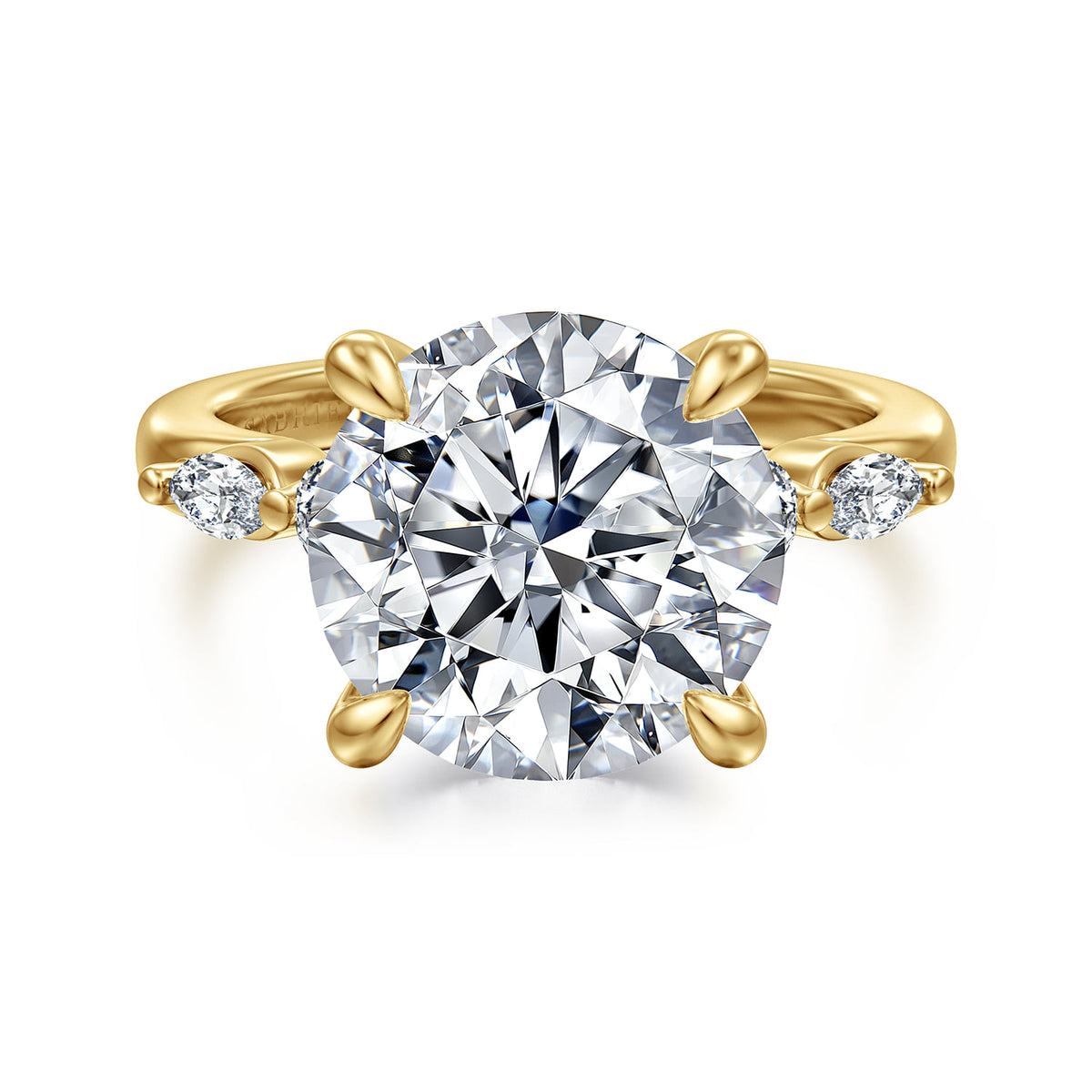 14K Yellow Gold Round Five Stone Diamond Engagement Ring — Gabriel & Co. ER16199R20Y44JJ; center stone shown for illustration, not included