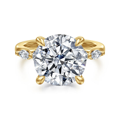 14K Yellow Gold Round Five Stone Diamond Engagement Ring — Gabriel & Co. ER16199R20Y44JJ; center stone shown for illustration, not included