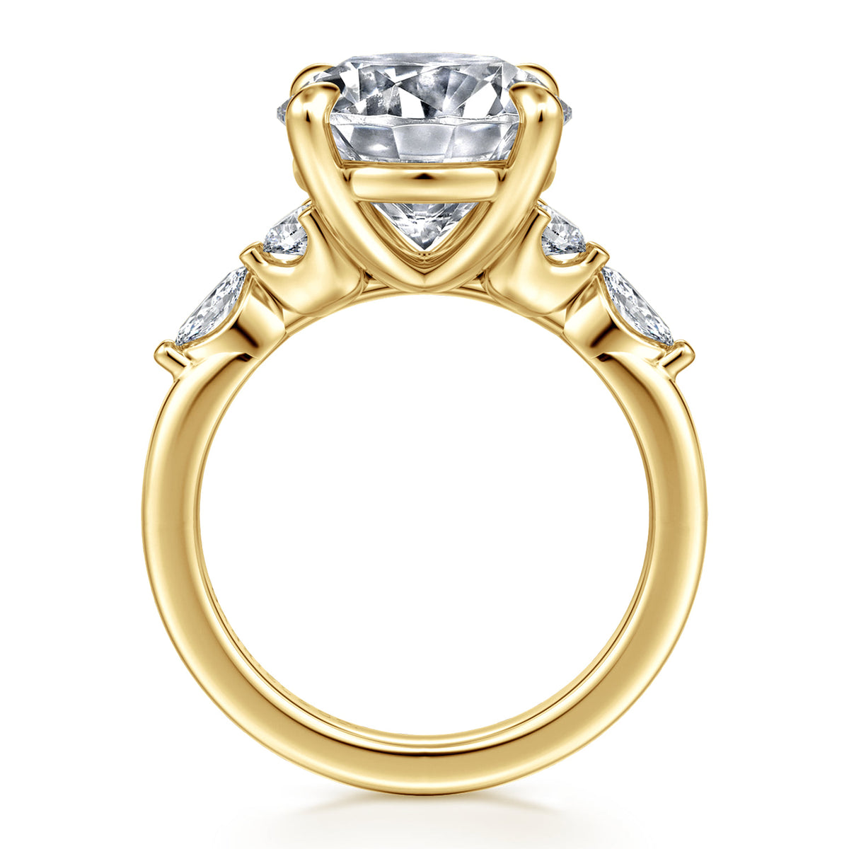 14K Yellow Gold Round Five Stone Diamond Engagement Ring — Gabriel & Co. ER16199R20Y44JJ; center stone shown for illustration, not included