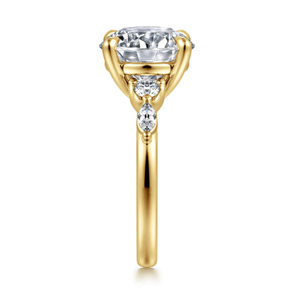 14K Yellow Gold Round Five Stone Diamond Engagement Ring — Gabriel & Co. ER16199R20Y44JJ; center stone shown for illustration, not included