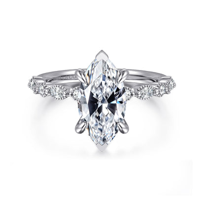 14K White Gold Marquise Shape Diamond Engagement Ring — Gabriel & Co. ER16233M8W44JJ; center stone shown for illustration, not included