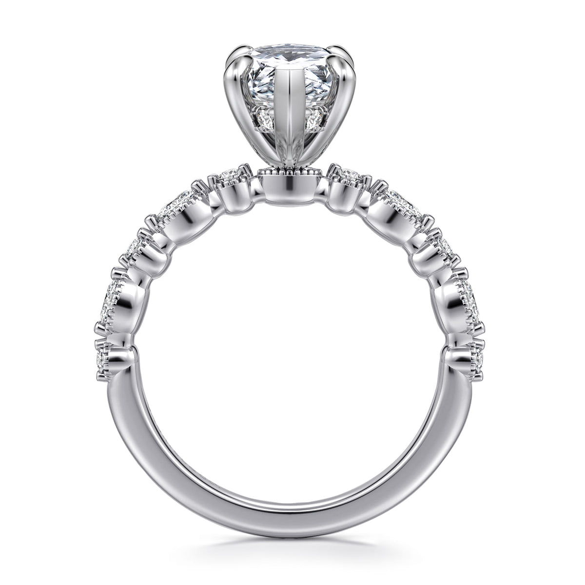 14K White Gold Marquise Shape Diamond Engagement Ring — Gabriel & Co. ER16233M8W44JJ; center stone shown for illustration, not included