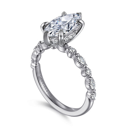 14K White Gold Marquise Shape Diamond Engagement Ring — Gabriel & Co. ER16233M8W44JJ; center stone shown for illustration, not included
