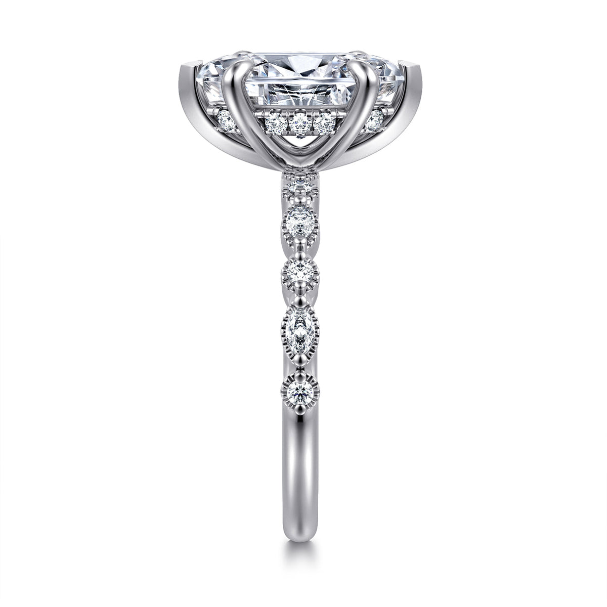 14K White Gold Marquise Shape Diamond Engagement Ring — Gabriel & Co. ER16233M8W44JJ; center stone shown for illustration, not included