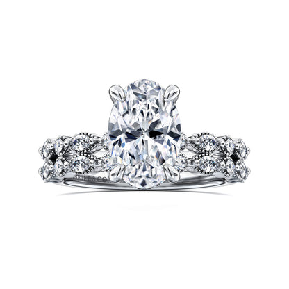 14K White Gold Oval Diamond Engagement Ring — Gabriel & Co. ER16233O8W44JJ; center stone shown for illustration, not included