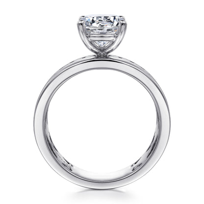 14K White Gold Wide Band Round Diamond Engagement Ring — Gabriel & Co. ER16260R6W44JJ; center stone shown for illustration, not included