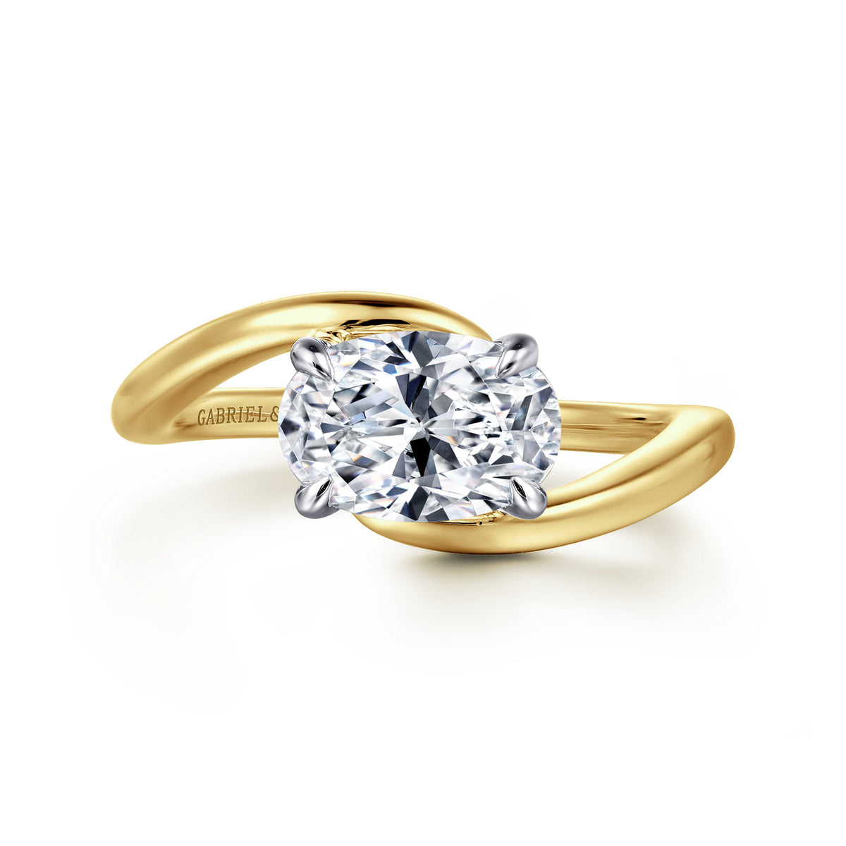 14K White-Yellow Gold Bypass Oval Diamond Engagement Ring — Gabriel & Co. ER16277O6M4JJJ
