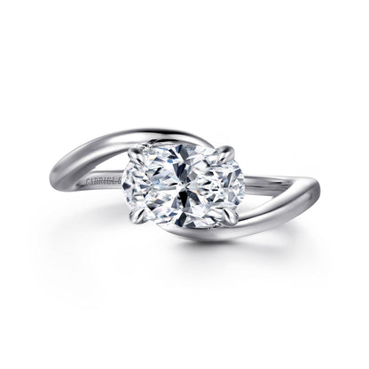 14K White Gold Bypass Oval Diamond Engagement Ring — Gabriel & Co. ER16277O6W4JJJ; center stone shown for illustration, not included