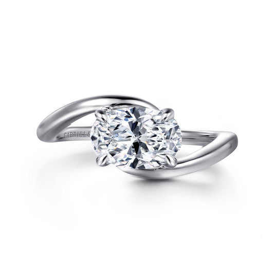 14K White Gold Bypass Oval Diamond Engagement Ring — Gabriel & Co. ER16277O6W4JJJ; center stone shown for illustration, not included