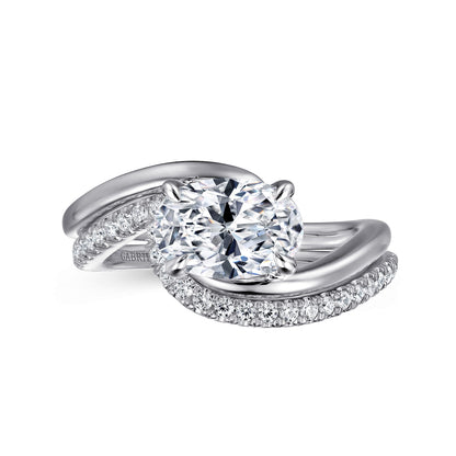14K White Gold Bypass Oval Diamond Engagement Ring — Gabriel & Co. ER16277O6W4JJJ; center stone shown for illustration, not included