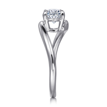 14K White Gold Bypass Oval Diamond Engagement Ring — Gabriel & Co. ER16277O6W4JJJ; center stone shown for illustration, not included