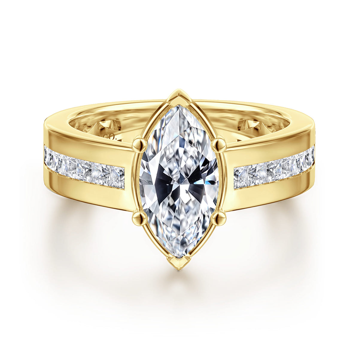 14K Yellow Gold Wide Band Marquise Shape Diamond Engagement Ring — ER16328M6Y44JJ; center stone shown for illustration, not included