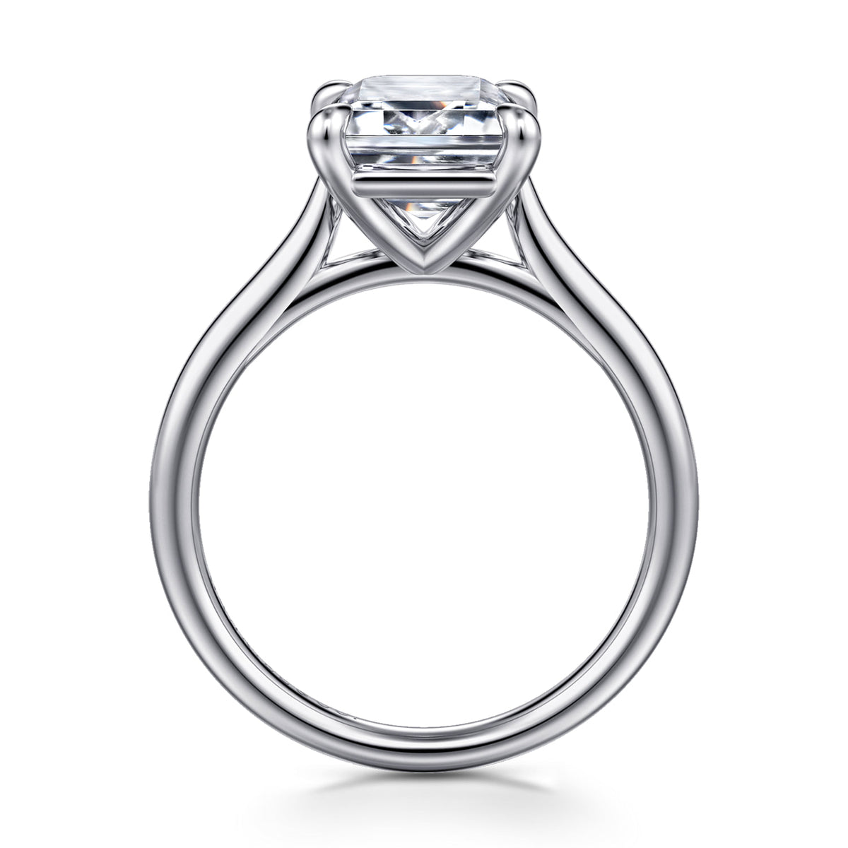 14K White Gold  Emerald Cut Solitaire Diamond Engagement Ring — Gabriel & Co. ER16336E12W4JJJ; center stone shown for illustration, not included