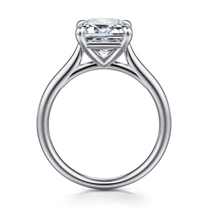 14K White Gold  Emerald Cut Solitaire Diamond Engagement Ring — Gabriel & Co. ER16336E12W4JJJ; center stone shown for illustration, not included