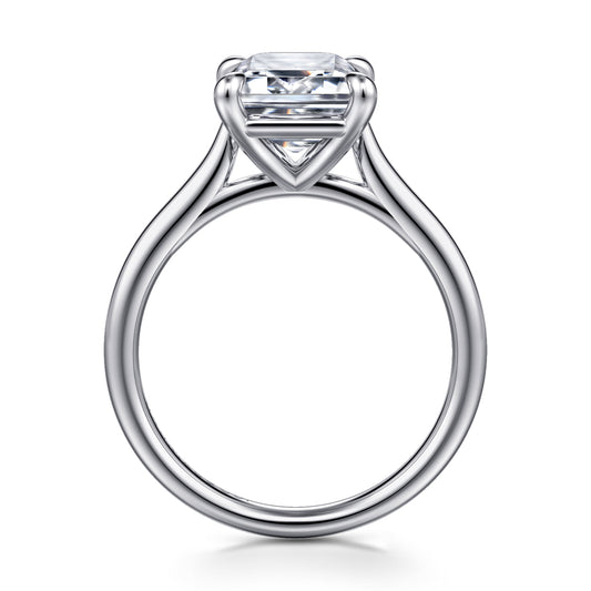14K White Gold  Emerald Cut Solitaire Diamond Engagement Ring — Gabriel & Co. ER16336E12W4JJJ; center stone shown for illustration, not included