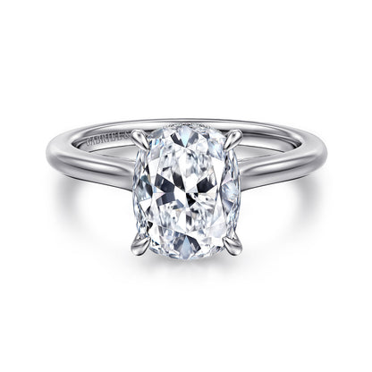 14K White Gold Elongated Cushion  Diamond Engagement Ring — Gabriel & Co. ER16339G11W44JJ; center stone shown for illustration, not included