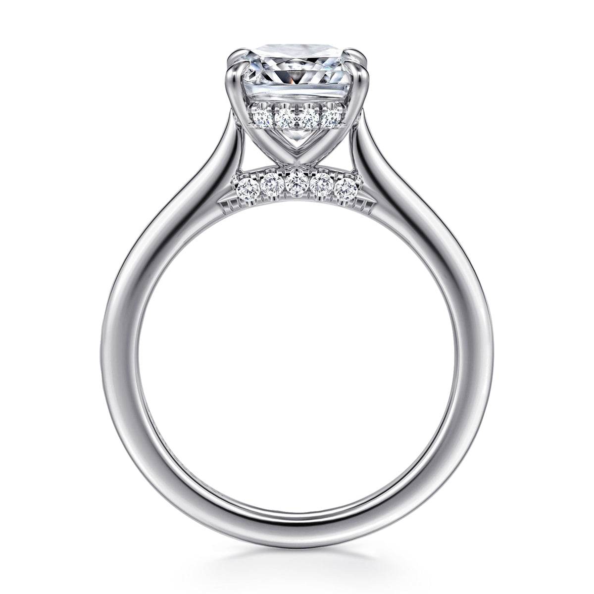 14K White Gold Elongated Cushion  Diamond Engagement Ring — Gabriel & Co. ER16339G11W44JJ; center stone shown for illustration, not included