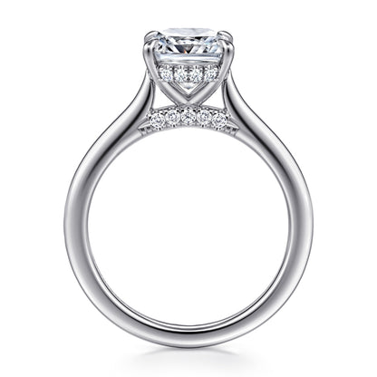 14K White Gold Elongated Cushion  Diamond Engagement Ring — Gabriel & Co. ER16339G11W44JJ; center stone shown for illustration, not included
