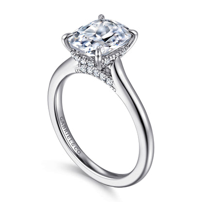 14K White Gold Elongated Cushion  Diamond Engagement Ring — Gabriel & Co. ER16339G11W44JJ; center stone shown for illustration, not included