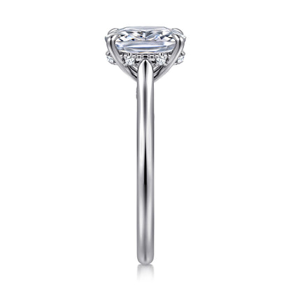 14K White Gold Elongated Cushion  Diamond Engagement Ring — Gabriel & Co. ER16339G11W44JJ; center stone shown for illustration, not included