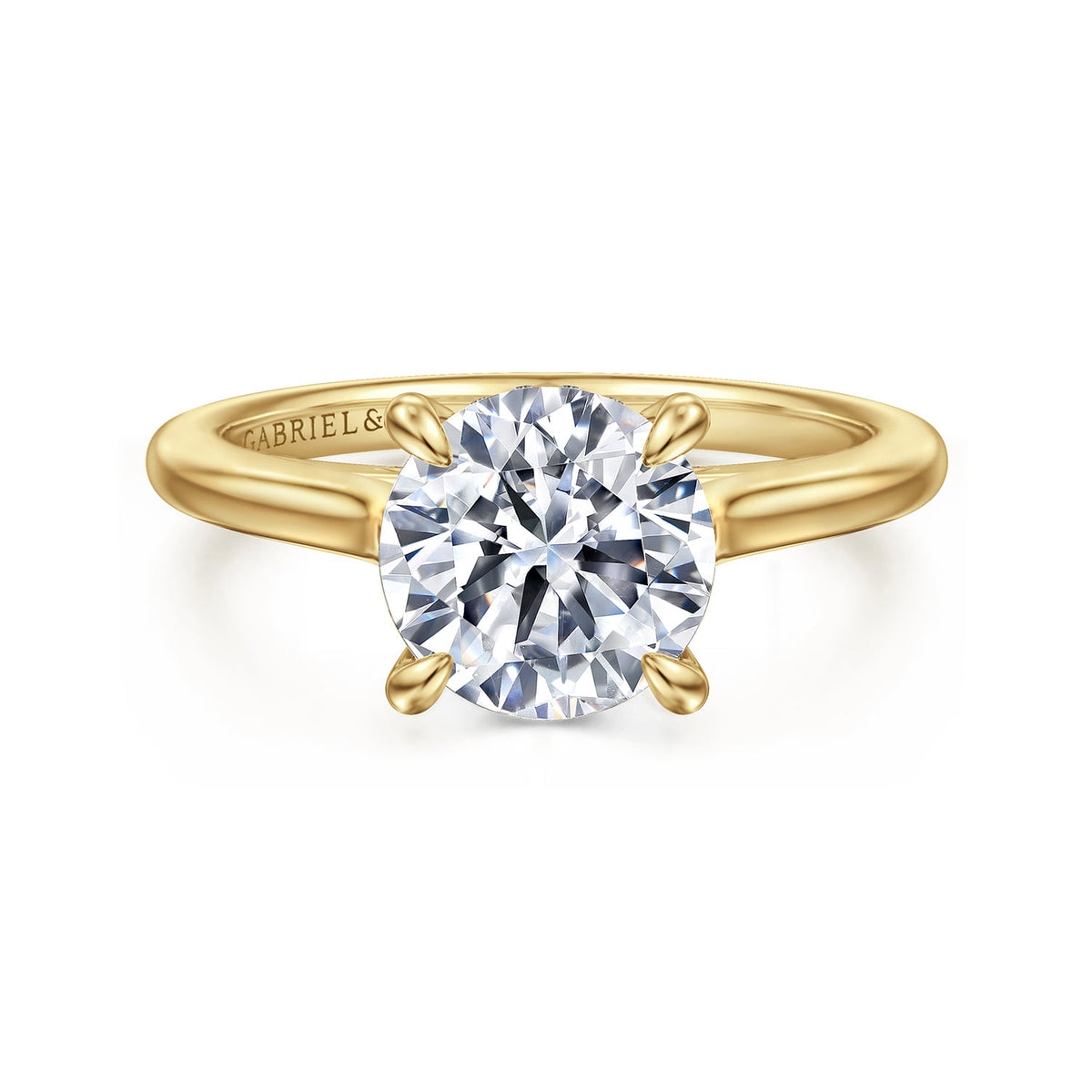 14K Yellow Gold Round  Diamond Engagement Ring — Gabriel & Co. ER16339R8Y44JJ; center stone shown for illustration, not included