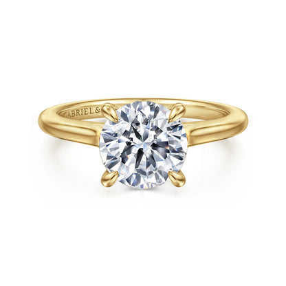 14K Yellow Gold Round  Diamond Engagement Ring — Gabriel & Co. ER16339R8Y44JJ; center stone shown for illustration, not included
