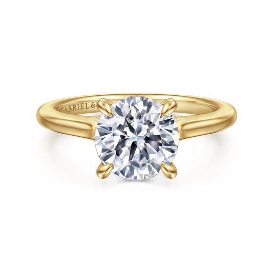 14K Yellow Gold Round  Diamond Engagement Ring — Gabriel & Co. ER16339R8Y44JJ; center stone shown for illustration, not included