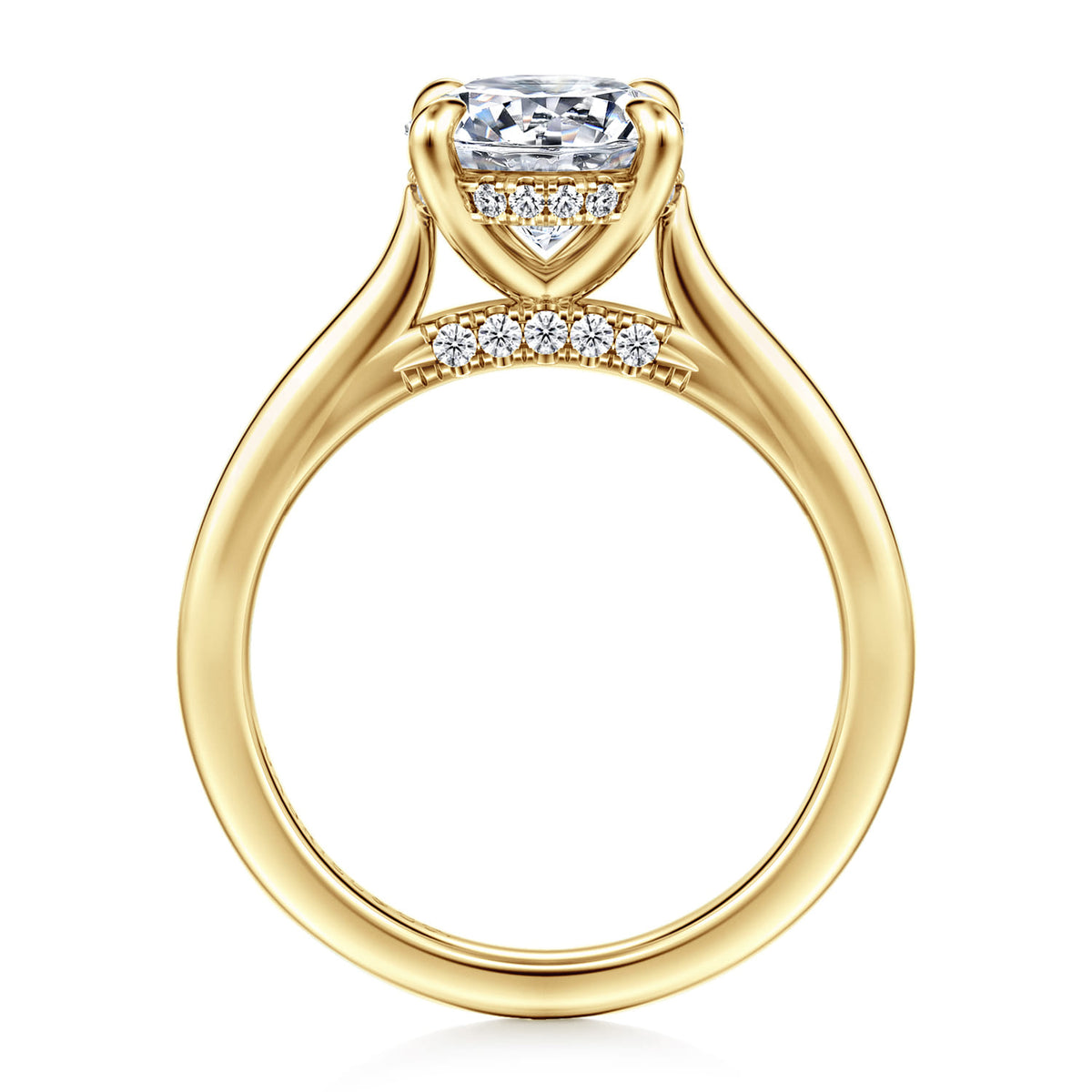 14K Yellow Gold Round  Diamond Engagement Ring — Gabriel & Co. ER16339R8Y44JJ; center stone shown for illustration, not included
