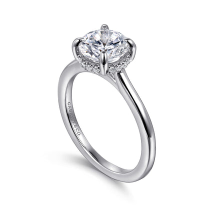 14K White Gold Round  Diamond Engagement Ring — Gabriel & Co. ER16340R6W44JJ; center stone shown for illustration, not included