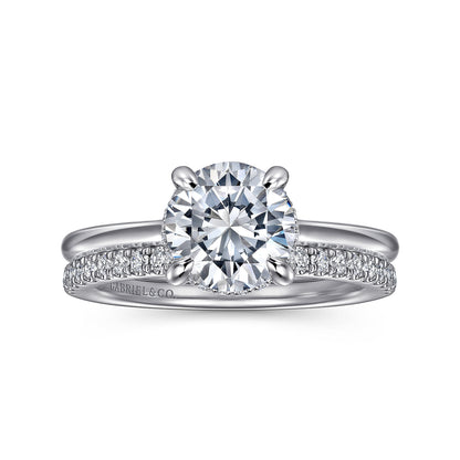 14K White Gold Round  Diamond Engagement Ring — Gabriel & Co. ER16340R6W44JJ; center stone shown for illustration, not included