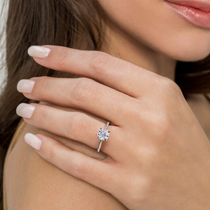 14K White Gold Round  Diamond Engagement Ring — Gabriel & Co. ER16340R6W44JJ; center stone shown for illustration, not included