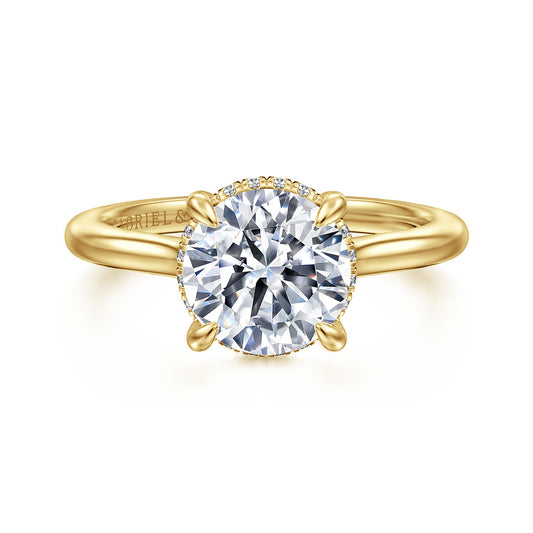 14K Yellow Gold Round  Diamond Engagement Ring — Gabriel & Co. ER16340R8Y44JJ; center stone shown for illustration, not included