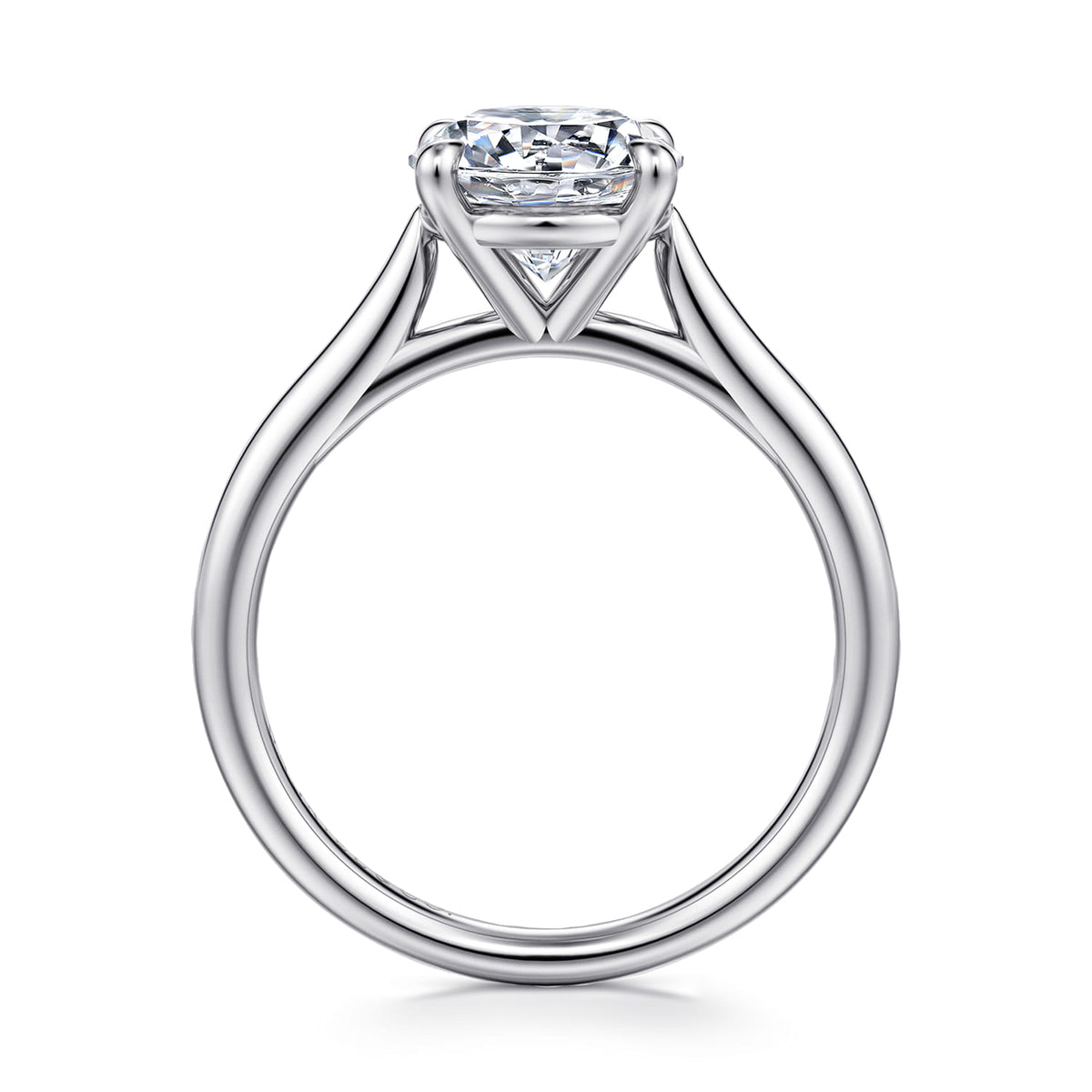 14K White Gold Round Solitaire Diamond Engagement Ring — Gabriel & Co. ER16355R8W4JJJ; center stone shown for illustration, not included