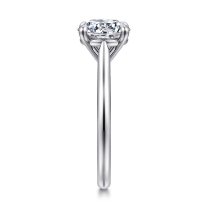 14K White Gold Round Solitaire Diamond Engagement Ring — Gabriel & Co. ER16355R8W4JJJ; center stone shown for illustration, not included