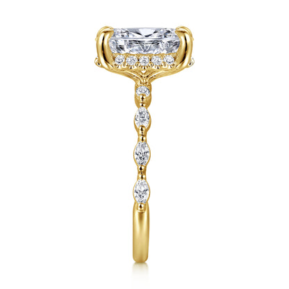 14K Yellow Gold Oval Hidden Halo Diamond Engagement Ring — Gabriel & Co. ER16414O8Y44JJ; center stone shown for illustration, not included