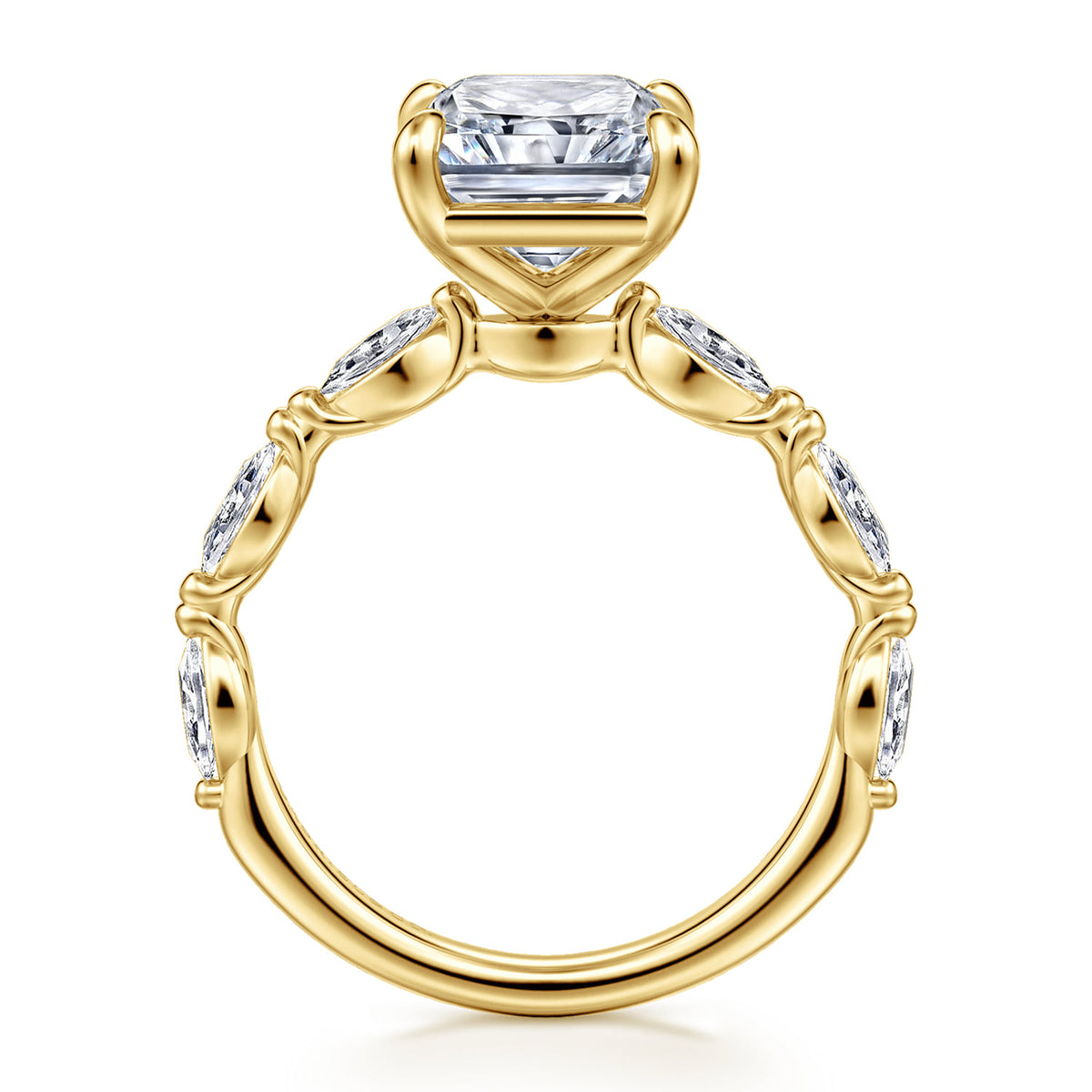 14K Yellow Gold Radiant Cut Double Prong Diamond Engagement Ring — Gabriel & Co. ER16416N16Y43JJ; center stone shown for illustration, not included