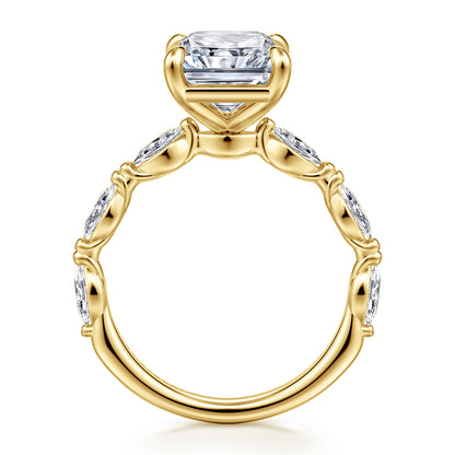 14K Yellow Gold Radiant Cut Double Prong Diamond Engagement Ring — Gabriel & Co. ER16416N16Y43JJ; center stone shown for illustration, not included