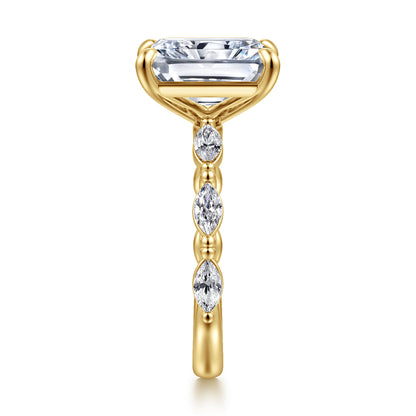 14K Yellow Gold Radiant Cut Double Prong Diamond Engagement Ring — Gabriel & Co. ER16416N16Y43JJ; center stone shown for illustration, not included