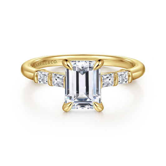 14K Yellow Gold Emerald Cut Diamond Engagement Ring — ER16423E6Y44JJ; center stone shown for illustration, not included
