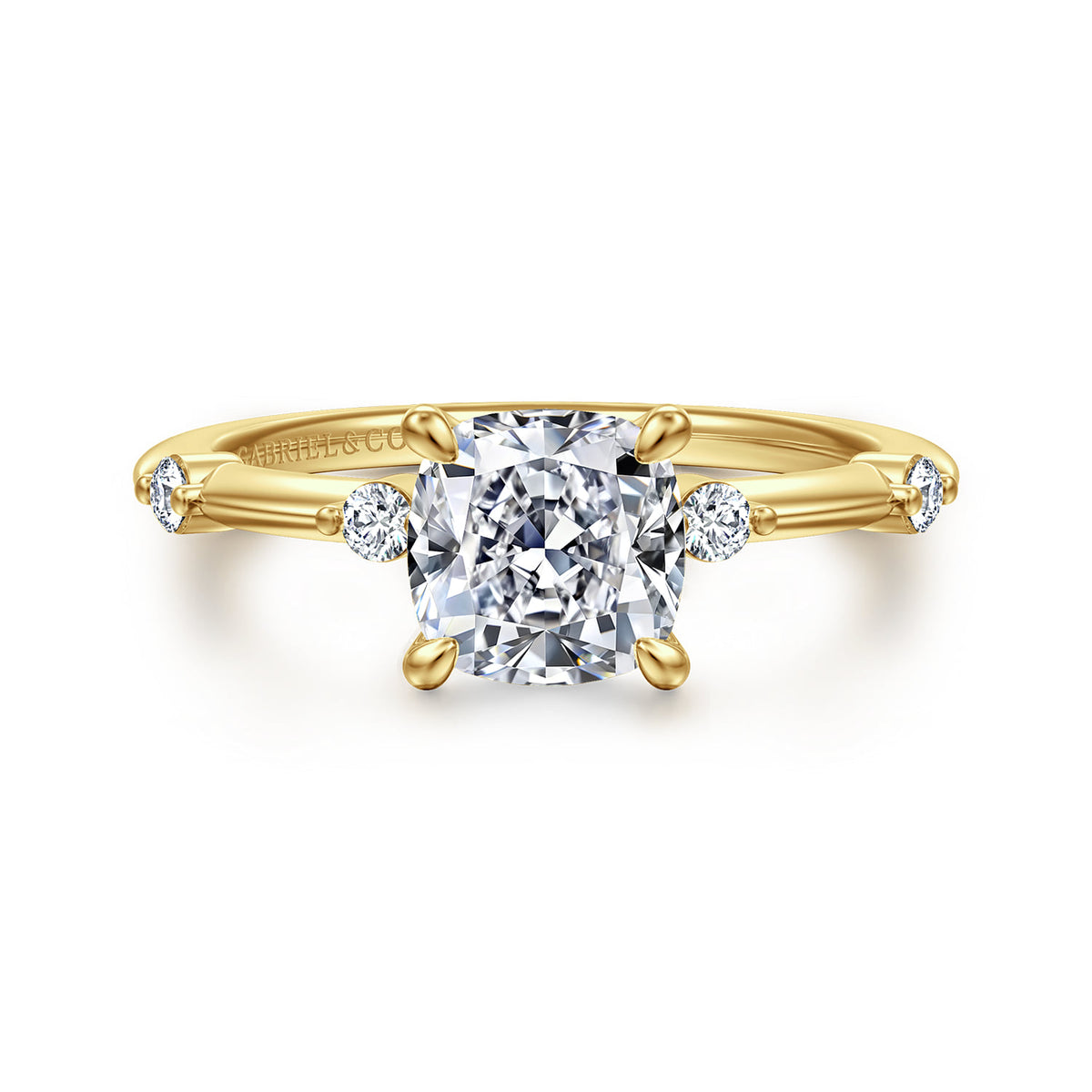 14K Yellow Gold Cushion Cut Diamond Engagement Ring — ER16431C6Y44JJ; center stone shown for illustration, not included