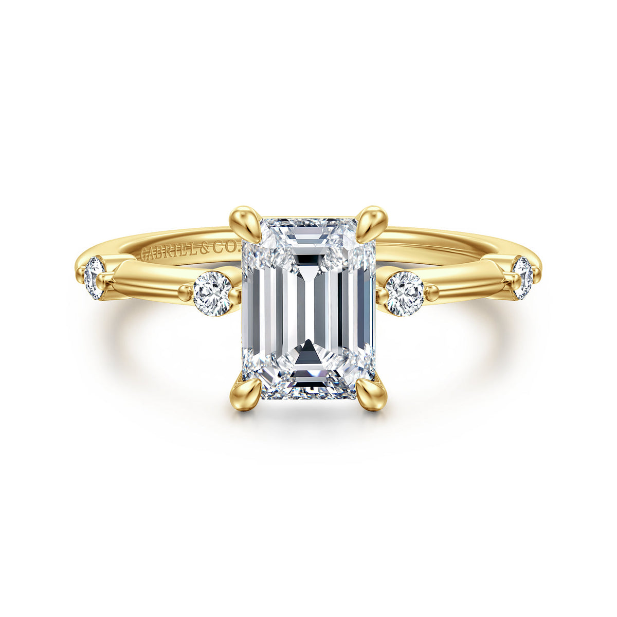 14K Yellow Gold Emerald Cut Diamond Engagement Ring — ER16431E6Y44JJ; center stone shown for illustration, not included
