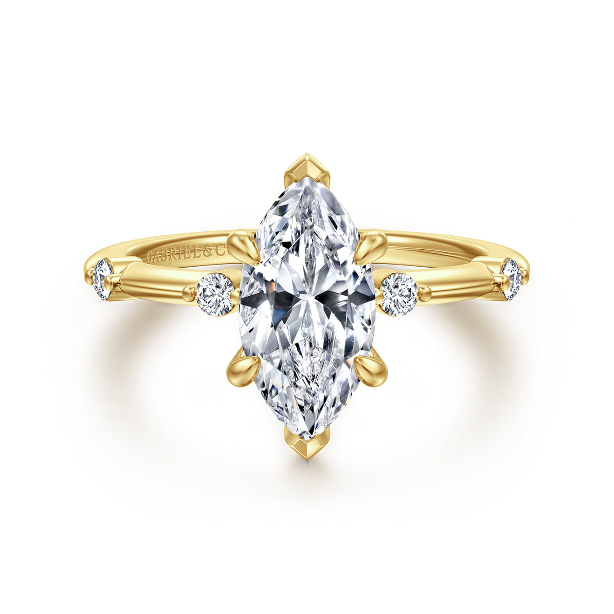14K Yellow Gold Marquise Shape Diamond Engagement Ring — ER16431M6Y44JJ; center stone shown for illustration, not included