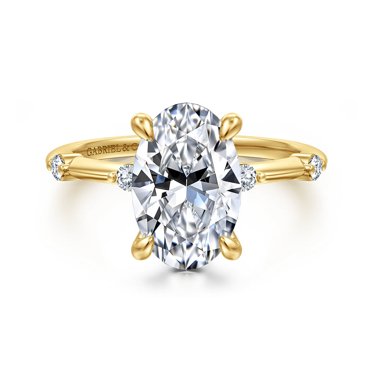14K Yellow Gold Oval Diamond Engagement Ring — ER16431O12Y44JJ; center stone shown for illustration, not included