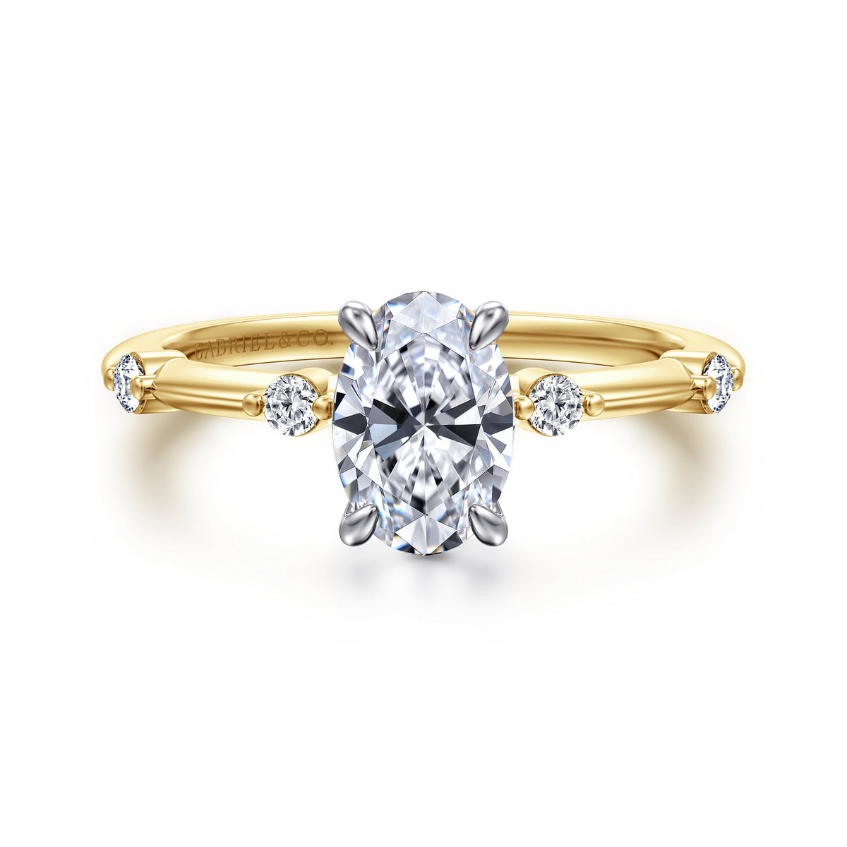14K White -Yellow Gold Oval Diamond Engagement Ring — ER16431O4M44JJ; center stone shown for illustration, not included