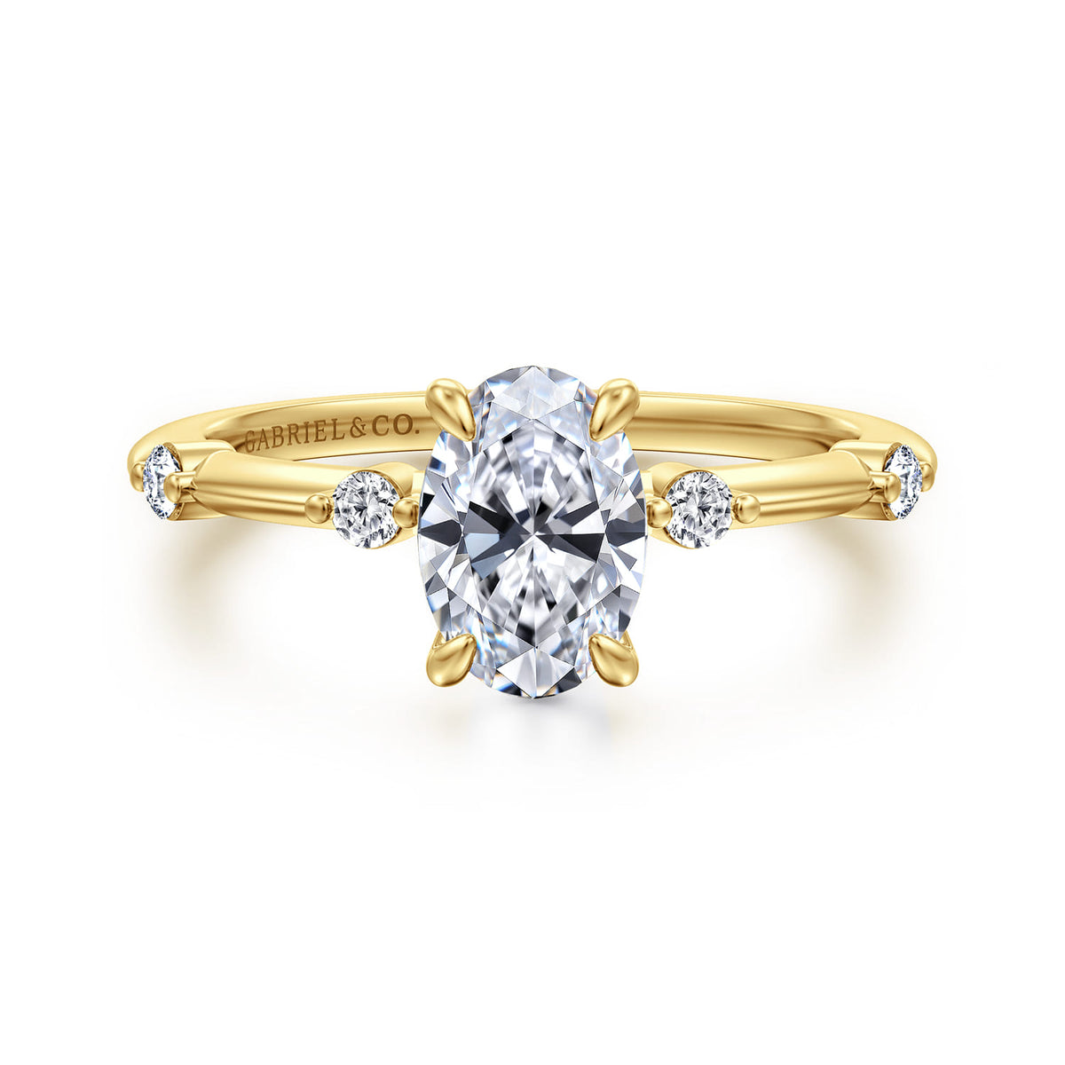 14K Yellow Gold Oval Diamond Engagement Ring — ER16431O4Y44JJ; center stone shown for illustration, not included
