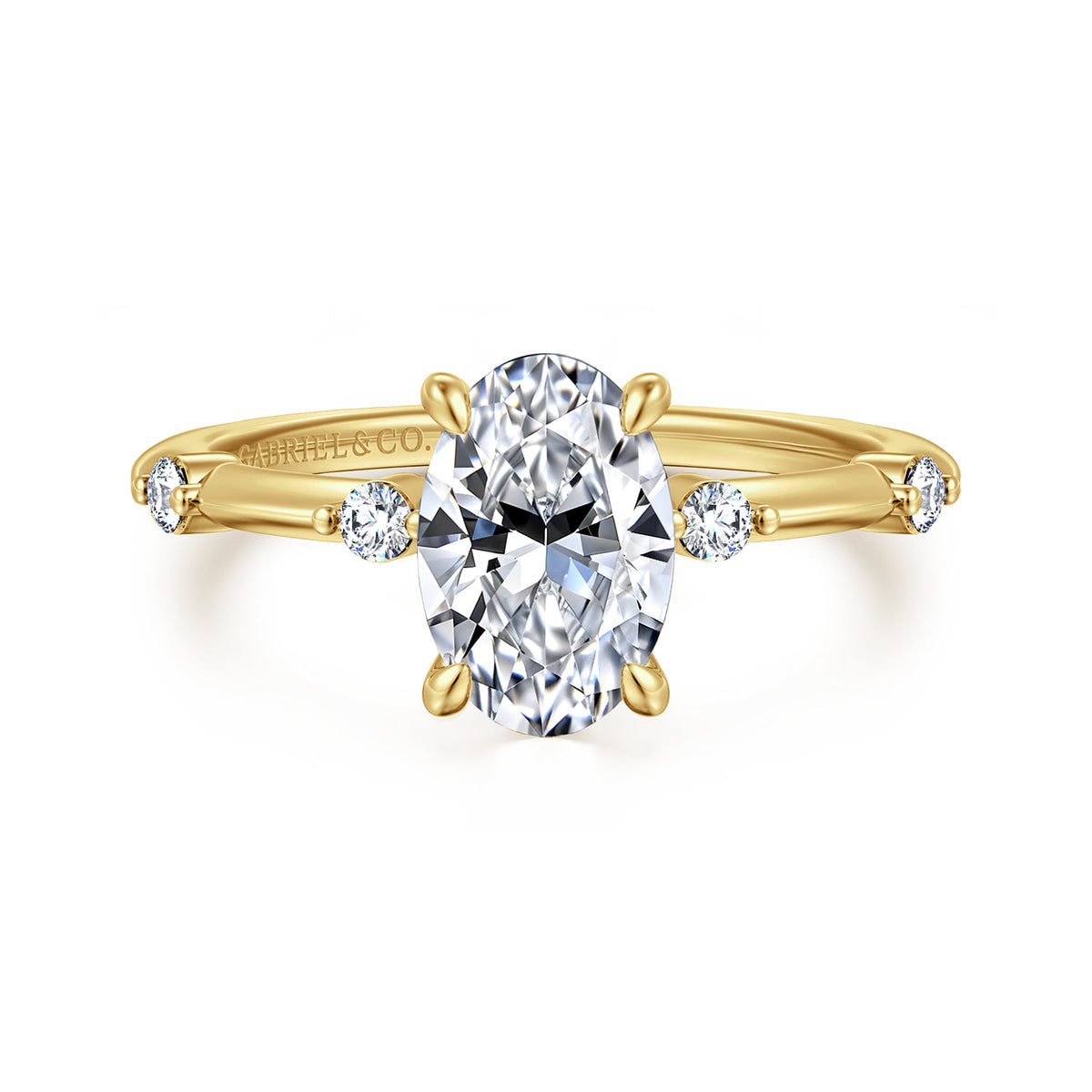 14K Yellow Gold Oval Diamond Engagement Ring — ER16431O6Y44JJ; center stone shown for illustration, not included