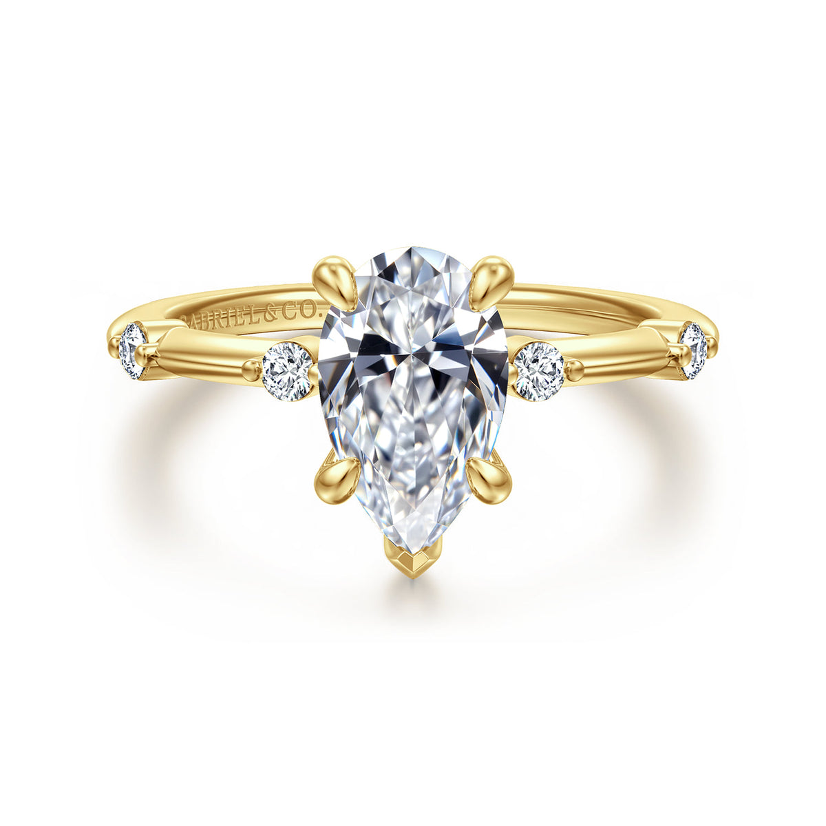 14K Yellow Gold Pear Shape Diamond Engagement Ring — ER16431P6Y44JJ; center stone shown for illustration, not included